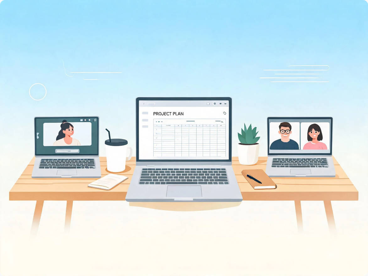 Person working from home with computer